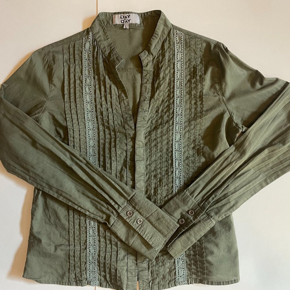 Olive Green Long Sleeves Women Blouse L